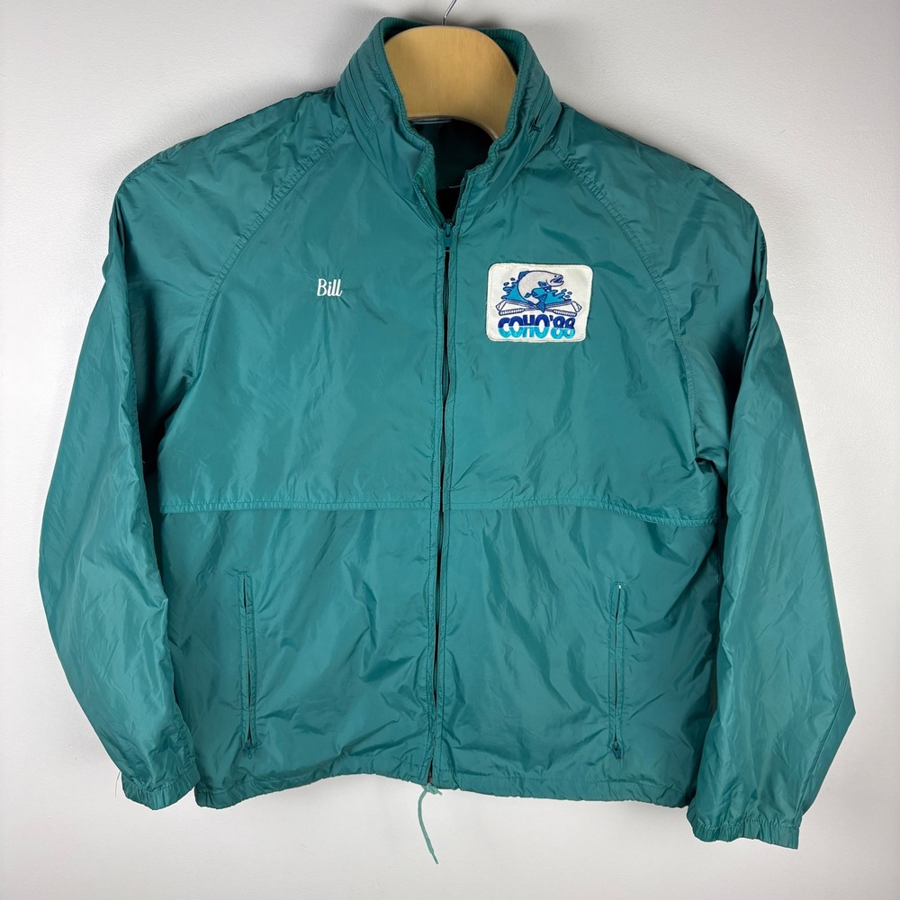 Vintage Woolrich Teton Teal Nylon Windbreaker Jacket Mens L Coho '88